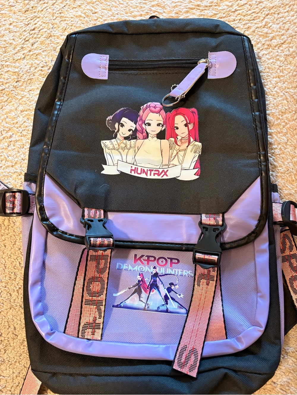 Lavender & Black K-Pop Graphic Backpack